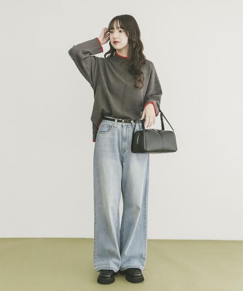 セール】『洗濯可/毛玉防止』ハイショクハイネックニット（ニット