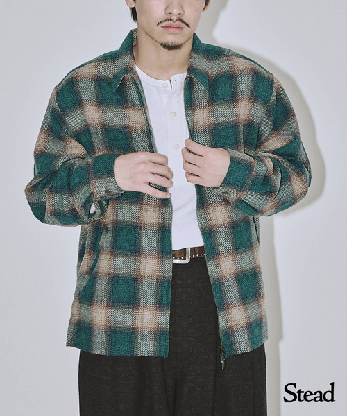 JOURNAL STANDARD J.S HOMESTEAD(ジャーナルスタンダードホームステッド)の「Stead / T/C ネップ オンブレー ジップ アップ シャツ(シャツ/ブラウス・メンズ・コバルトブルー/ブルー系その他/アーミー/ブラック系その他・LARGE/MEDIUM)」の3枚目の写真
