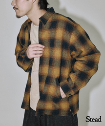 Stead / T/C ネップ オンブレー ジップ アップ シャツ
