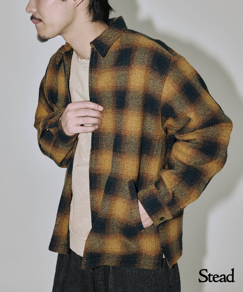 セール】Stead / T/C ネップ オンブレー ジップ アップ シャツ（シャツ