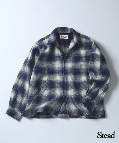 JOURNAL STANDARD J.S HOMESTEAD(ジャーナルスタンダードホームステッド)の「Stead / T/C ネップ オンブレー ジップ アップ シャツ(シャツ/ブラウス・メンズ・コバルトブルー/ブルー系その他/アーミー/ブラック系その他・LARGE/MEDIUM)」の1枚目の写真