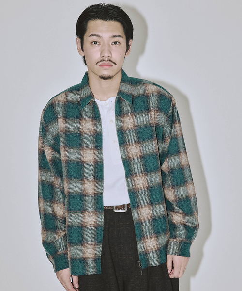 Stead / T/C ネップ オンブレー ジップ アップ シャツ（シャツ