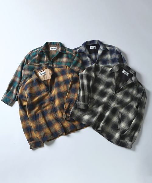 セール】Stead / T/C ネップ オンブレー ジップ アップ シャツ（シャツ