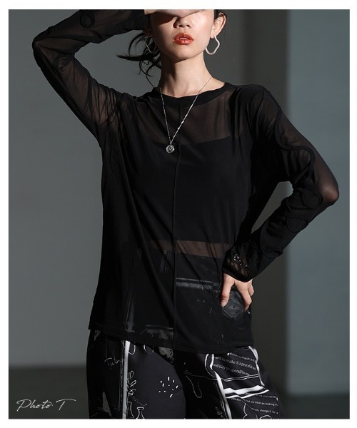 Sawa a la mode（サワアラモード）の「コード刺繍シアートップス（Tシャツ/カットソー・レディース・ブラック/オフホワイト・FREE）」の3枚目の写真