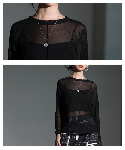 Sawa a la mode（サワアラモード）の「コード刺繍シアートップス（Tシャツ/カットソー・レディース・ブラック/オフホワイト・FREE）」の6枚目の写真