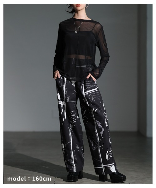 Sawa a la mode（サワアラモード）の「コード刺繍シアートップス（Tシャツ/カットソー・レディース・ブラック/オフホワイト・FREE）」の8枚目の写真