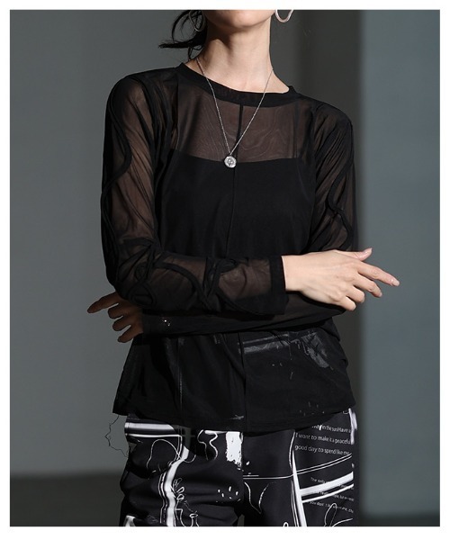 Sawa a la mode（サワアラモード）の「コード刺繍シアートップス（Tシャツ/カットソー・レディース・ブラック/オフホワイト・FREE）」の9枚目の写真