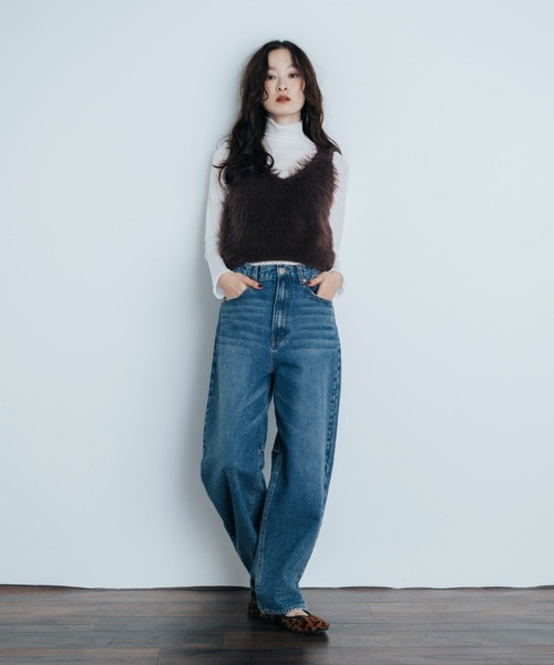 Shelly island（シェリーアイランド）の「フェザーヤーンベスト（ベスト・レディース・ブラウン/チャコールグレー/ホワイト・FREE）」の10枚目の写真