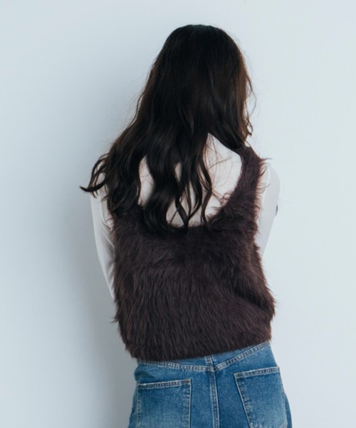 Shelly island（シェリーアイランド）の「フェザーヤーンベスト（ベスト・レディース・ブラウン/チャコールグレー/ホワイト・FREE）」の9枚目の写真