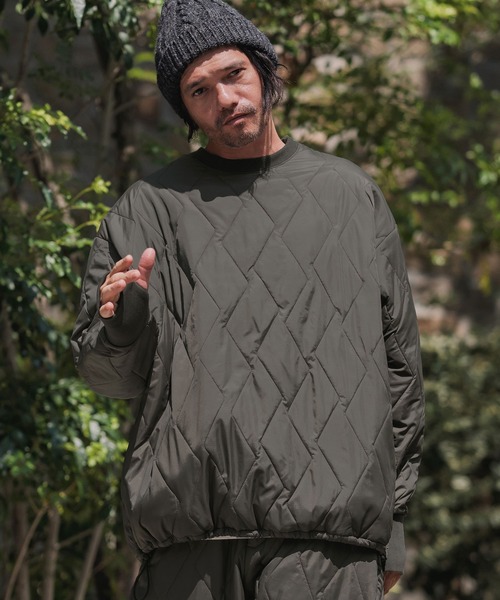 CAMBIO(カンビオ)の「mlt5429-Nylon Mini Ripstop Wave Quilting Pullover キルティングプルオーバー(A55925cmb)(Tシャツ/カットソー・メンズ・ブラック/オリーブ・S/M/L)」の3枚目の写真