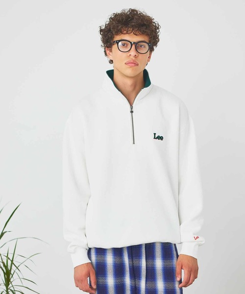 Lee（リー）の「Lee/リー ハーフジップスウェット 裏起毛（スウェット・メンズ・ブラック/ベージュ/オフホワイト・SMALL/MEDIUM/LARGE/X-LARGE）」の2枚目の写真