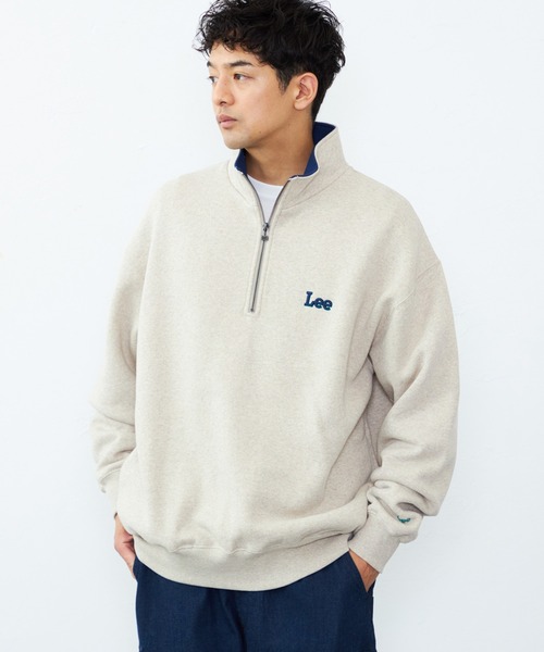 Lee（リー）の「Lee/リー ハーフジップスウェット 裏起毛（スウェット・メンズ・ブラック/ベージュ/オフホワイト・SMALL/MEDIUM/LARGE/X-LARGE）」の7枚目の写真