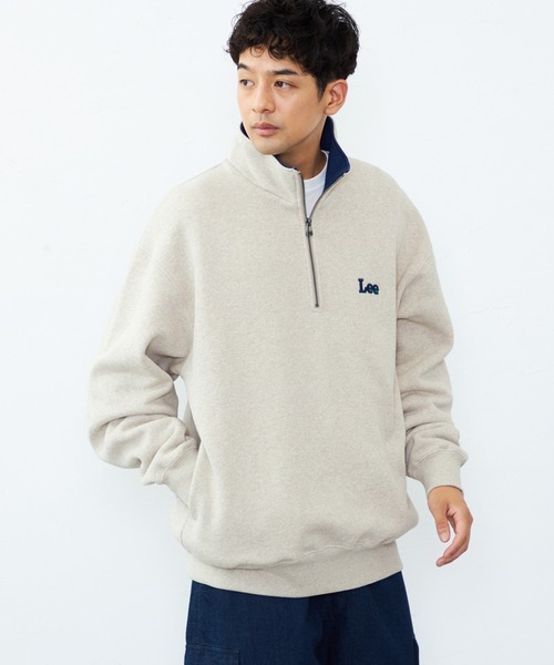 Lee（リー）の「Lee/リー ハーフジップスウェット 裏起毛（スウェット・メンズ・ブラック/ベージュ/オフホワイト・SMALL/MEDIUM/LARGE/X-LARGE）」の8枚目の写真
