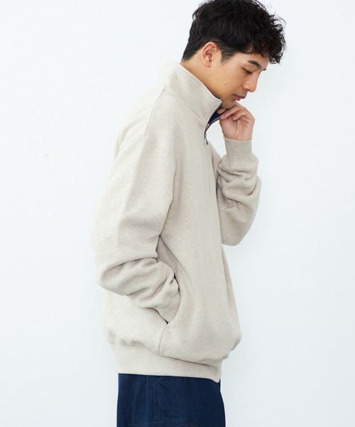 Lee（リー）の「Lee/リー ハーフジップスウェット 裏起毛（スウェット・メンズ・ブラック/ベージュ/オフホワイト・SMALL/MEDIUM/LARGE/X-LARGE）」の10枚目の写真