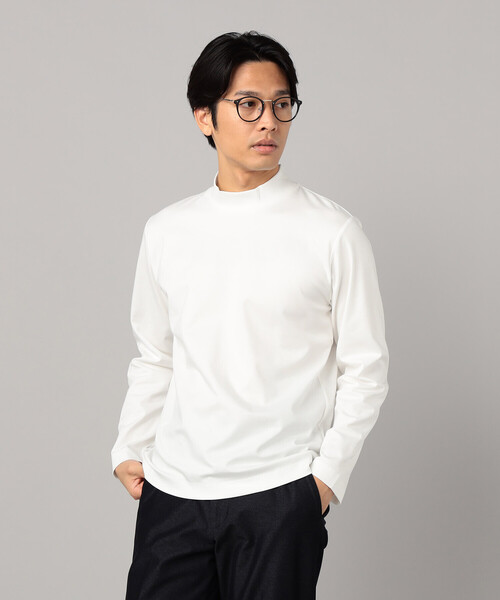 セール】シルキーポンチ モックネック長袖Tシャツ（Tシャツ/カットソー