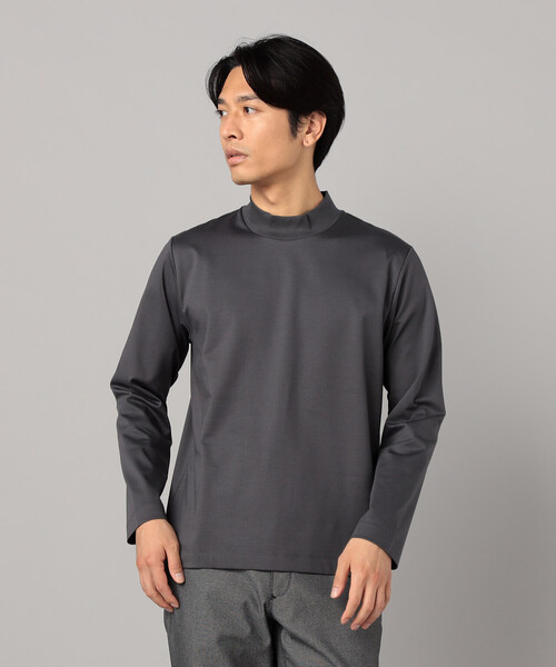 シルキーポンチ モックネック長袖Tシャツ（Tシャツ/カットソー