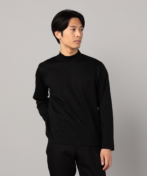 COMME CA MEN(コムサメン)の「シルキーポンチ モックネック長袖Tシャツ(Tシャツ/カットソー・メンズ・ホワイト/チャコールグレー/ブラック・M/L)」の2枚目の写真