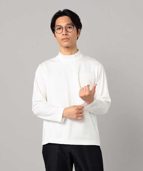 COMME CA MEN(コムサメン)の「シルキーポンチ モックネック長袖Tシャツ(Tシャツ/カットソー・メンズ・ホワイト/チャコールグレー/ブラック・M/L)」の4枚目の写真