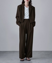 etoll.(エトル)のセットアップパンツスーツ ツイルシングルテーラードジャケット&タックワイドパンツ(スーツセット)