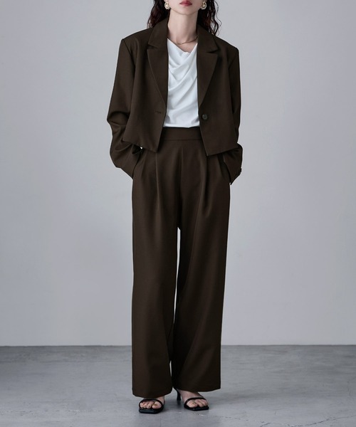 セットアップパンツスーツ ツイルシングルテーラードジャケット