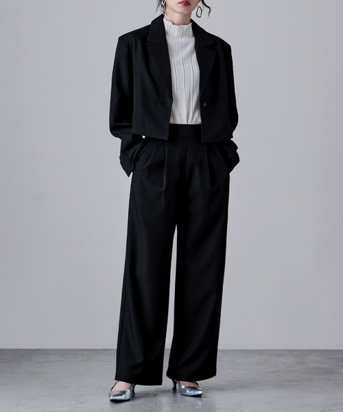 セール】セットアップパンツスーツ ツイルシングルテーラード