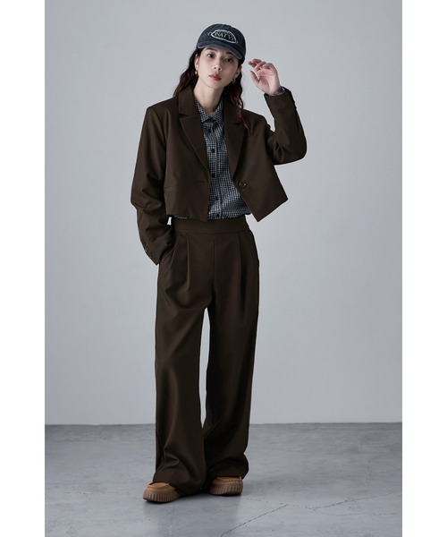 セットアップパンツスーツ ツイルシングルテーラードジャケット