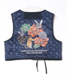 ベスト（ブルー・ネイビー/青色系・花柄・ボタニカル柄）ファッション