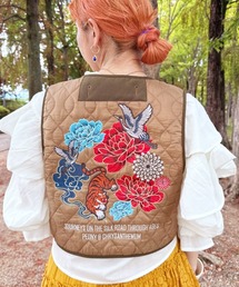 ロージーモンスター　スカラップポケットダブルジップベスト　イエロー　中綿ジレ ロージーモンスター スカラップポケットダブルジップベスト