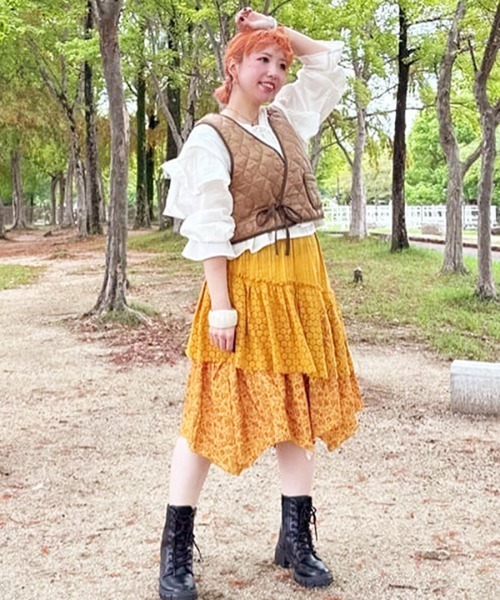 チャイハネ（チャイハネ）の「【チャイハネ】イキライド キルティングベスト（ベスト・レディース・キャメル/ネイビー・FREE）」の11枚目の写真