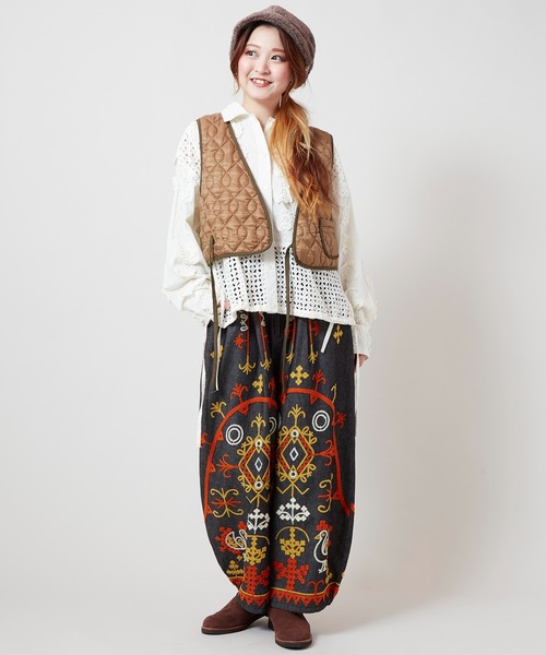 チャイハネ（チャイハネ）の「【チャイハネ】イキライド キルティングベスト（ベスト・レディース・キャメル/ネイビー・FREE）」の8枚目の写真