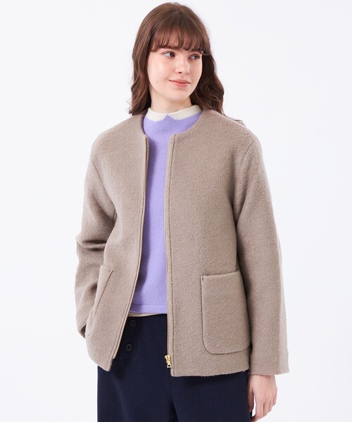 MACKINTOSH PHILOSOPHY(マッキントッシュ フィロソフィー)の「【WEB&一部店舗限定】ウールパイルノーカラーショートコート(ノーカラーコート・レディース・ホワイト系その他/ベージュ/ブラック・36/38)」の3枚目の写真