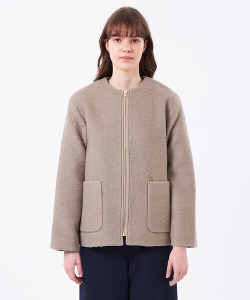 MACKINTOSH PHILOSOPHY(マッキントッシュ フィロソフィー)の「【WEB&一部店舗限定】ウールパイルノーカラーショートコート(ノーカラーコート・レディース・ホワイト系その他/ベージュ/ブラック・36/38)」の7枚目の写真
