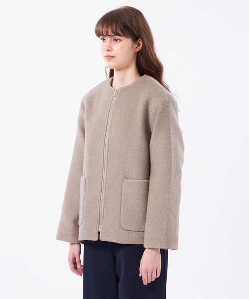 MACKINTOSH PHILOSOPHY(マッキントッシュ フィロソフィー)の「【WEB&一部店舗限定】ウールパイルノーカラーショートコート(ノーカラーコート・レディース・ホワイト系その他/ベージュ/ブラック・36/38)」の8枚目の写真