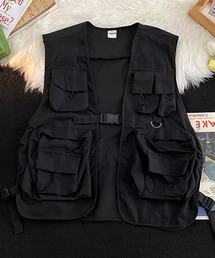 CALIFORNIA OUTFITTERS(カリフォルニア アウトフィッターズ)の9D6 軽量 ブラックユーティリティベスト 多機能ポケット(ベスト)