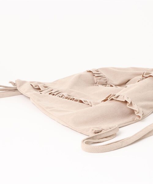 VIBGYOR（ヴィブジョー）の「Liaa/コーデュロイ フリル ナップサック リュック A18700（バックパック/リュック・レディース・ベージュ/ブラウン/カーキ・FREE）」の7枚目の写真