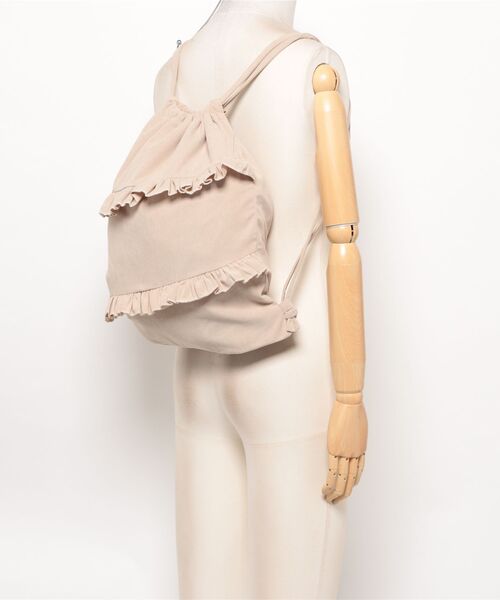 VIBGYOR（ヴィブジョー）の「Liaa/コーデュロイ フリル ナップサック リュック A18700（バックパック/リュック・レディース・ベージュ/ブラウン/カーキ・FREE）」の9枚目の写真