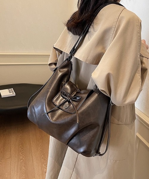 セール】2WAYリボンショルダーバッグ/リュック/A4サイズ収納可