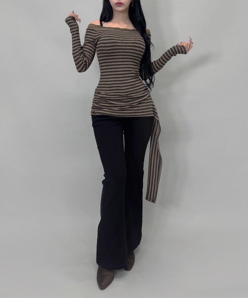 FOLLOWIN（フォロウィン）の「フリンジポーチベルト/ヴィンテージストレッチフレアデニム（デニムパンツ・レディース・ブルー/ブラック・SMALL/MEDIUM/LARGE）」の15枚目の写真