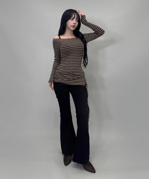 FOLLOWIN（フォロウィン）の「フリンジポーチベルト/ヴィンテージストレッチフレアデニム（デニムパンツ・レディース・ブルー/ブラック・SMALL/MEDIUM/LARGE）」の19枚目の写真