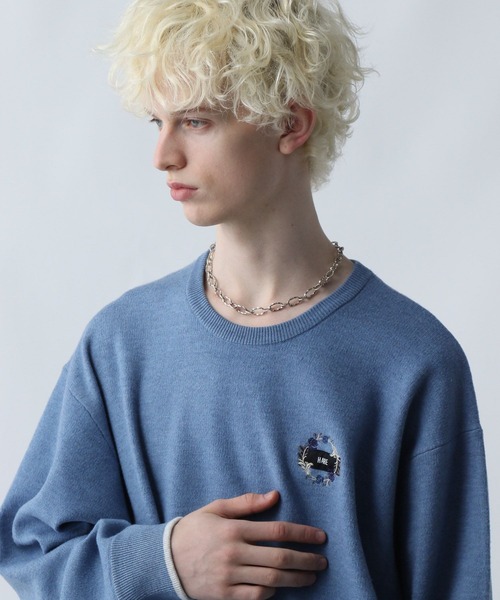 HARE(ハレ)の「MILKYフワニットシシュウプルオーバー(HARE)(ニット/セーター・メンズ・ブルー/ブラック/ホワイト/パープル・SMALL/MEDIUM)」の11枚目の写真