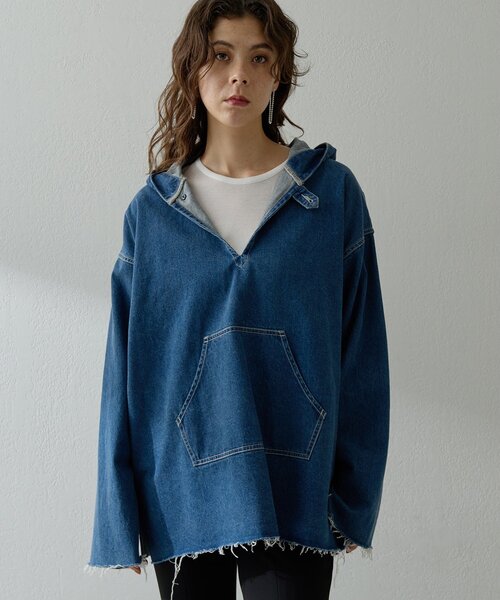 Whim Gazette(ウィムガゼット)の「デニムフーディー(シャツ/ブラウス・レディース・ブルー・FREE)」の8枚目の写真