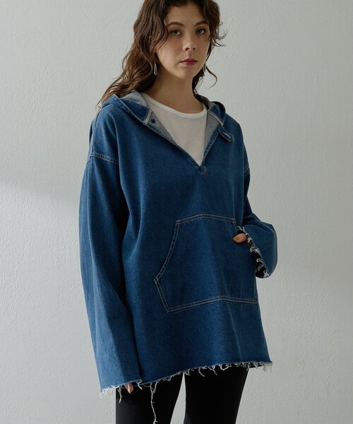 Whim Gazette(ウィムガゼット)の「デニムフーディー(シャツ/ブラウス・レディース・ブルー・FREE)」の21枚目の写真