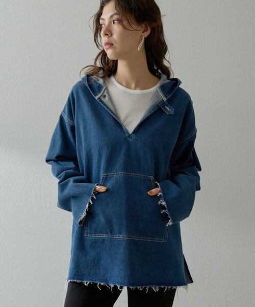 Whim Gazette(ウィムガゼット)の「デニムフーディー(シャツ/ブラウス・レディース・ブルー・FREE)」の1枚目の写真