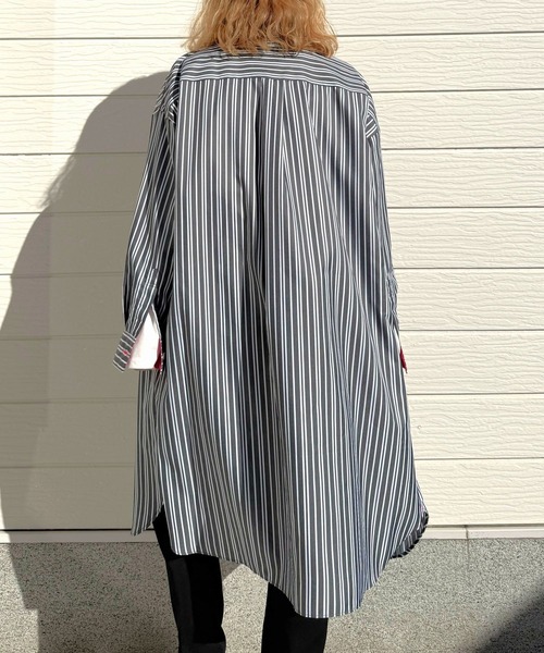 Q（キュー）の「ポケット刺繍ロングシャツ（シャツワンピース・レディース・ブラック系その他/ブラウン系その他・MEDIUM）」の14枚目の写真