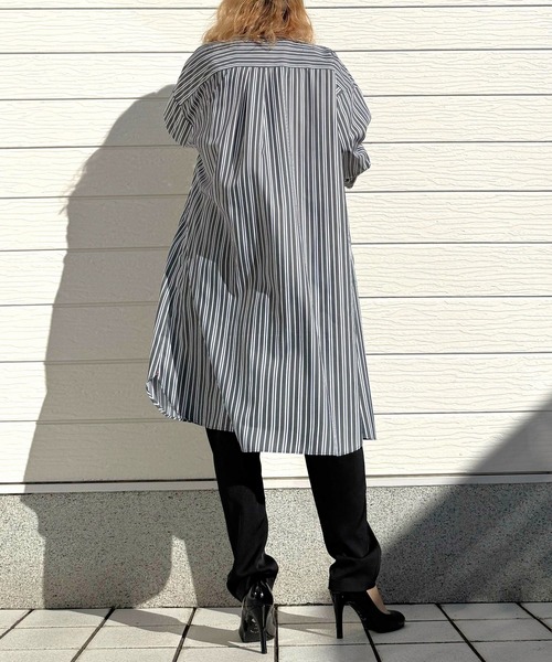 Q（キュー）の「ポケット刺繍ロングシャツ（シャツワンピース・レディース・ブラック系その他/ブラウン系その他・MEDIUM）」の21枚目の写真