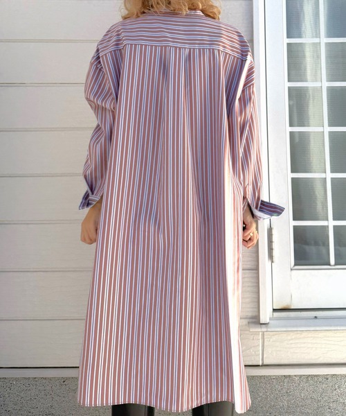 Q（キュー）の「ポケット刺繍ロングシャツ（シャツワンピース・レディース・ブラック系その他/ブラウン系その他・MEDIUM）」の18枚目の写真