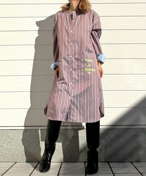 Q（キュー）の「ポケット刺繍ロングシャツ（シャツワンピース・レディース・ブラック系その他/ブラウン系その他・MEDIUM）」の22枚目の写真