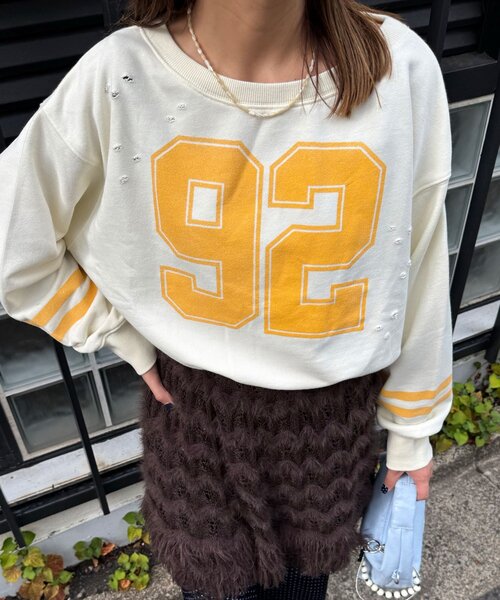 CIAOPANIC(チャオパニック)の「裾ドロストナンバリングショートスウェット(Tシャツ/カットソー・レディース・オフホワイト/ピンク/グレー・ONE SIZE)」の5枚目の写真