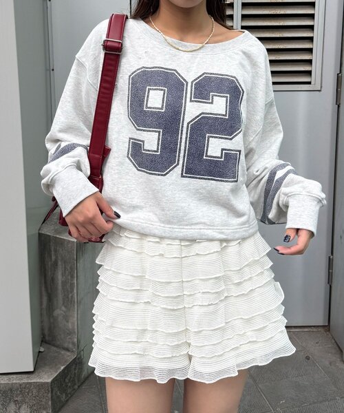 CIAOPANIC(チャオパニック)の「裾ドロストナンバリングショートスウェット(Tシャツ/カットソー・レディース・オフホワイト/ピンク/グレー・ONE SIZE)」の22枚目の写真