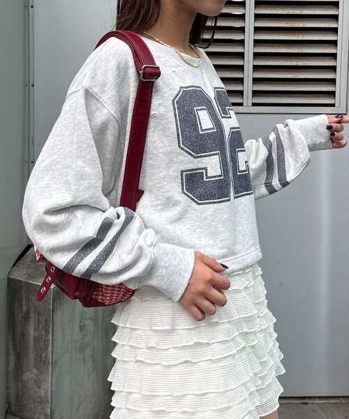 CIAOPANIC(チャオパニック)の「裾ドロストナンバリングショートスウェット(Tシャツ/カットソー・レディース・オフホワイト/ピンク/グレー・ONE SIZE)」の18枚目の写真